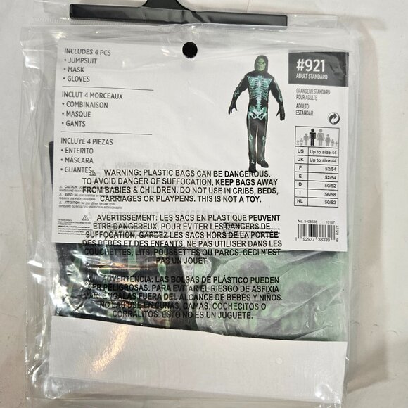 Skeleton Halloween Costume Men Adult Size Glows in the Dark NEW - Picture 5 of 8